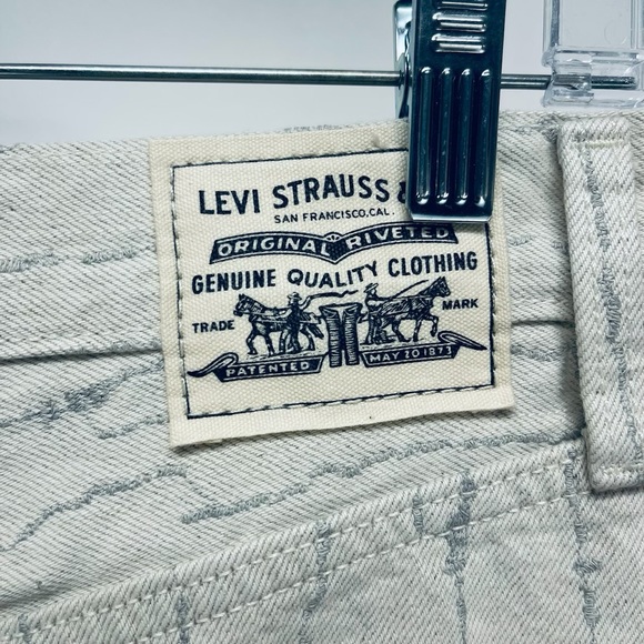 LEVI'S WELLTHREAD® '70S Jeans 27x31 Womens High Rise Straight Fit Stripes Beige - Picture 8 of 14
